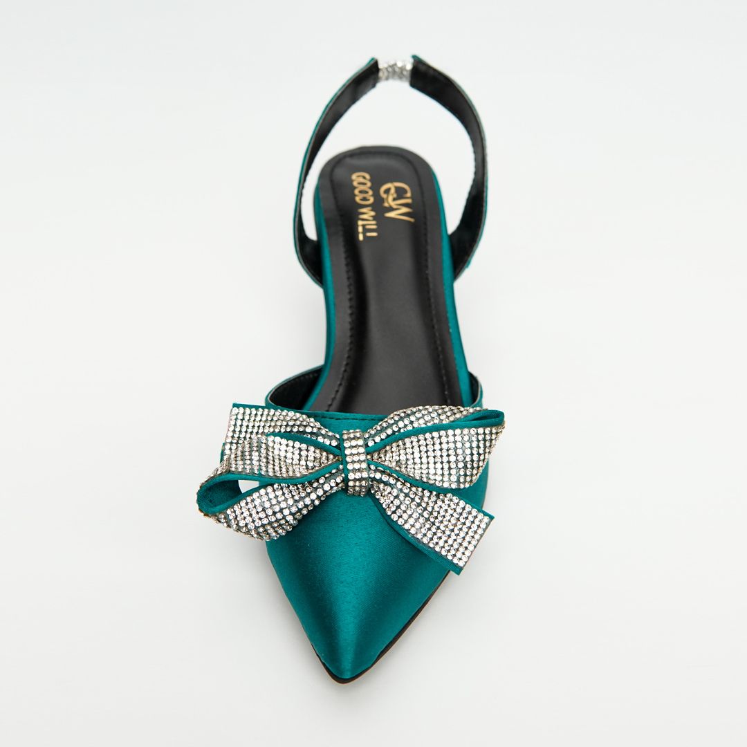 Rhinestone Tie Bow Heel Pumps