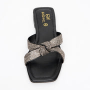 Rhinestone Knot Slippers Black