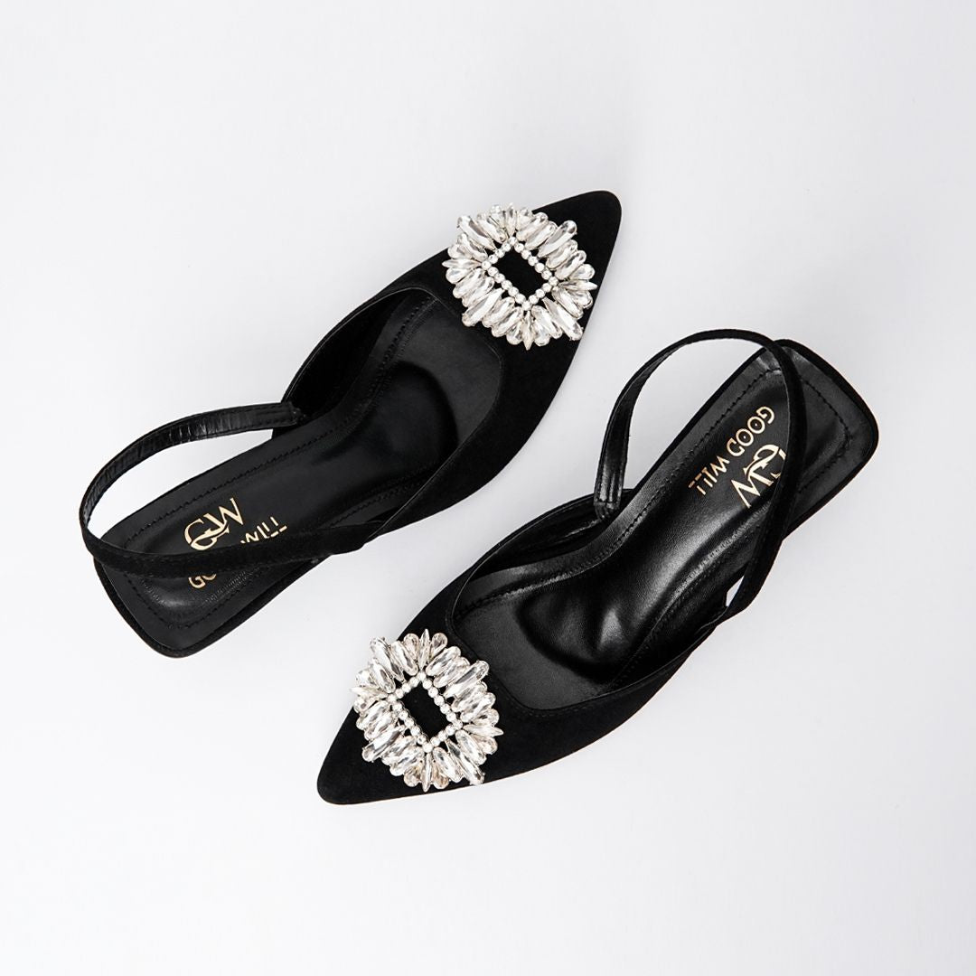 Rhinestone Buckle Heel Pumps