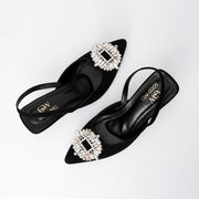 Rhinestone Buckle Heel Pumps