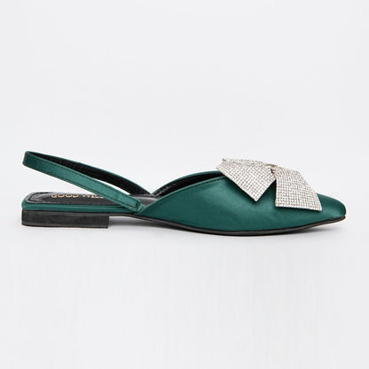 Rhinestone Bow Flat Pumps