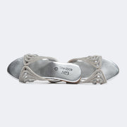 Silver Rhinestone Curve Stripe Slippers