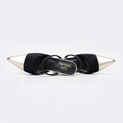 Gold Pointed Heel Pumps