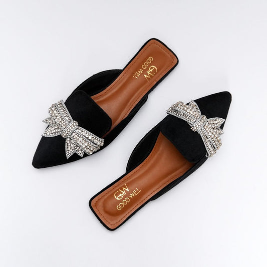 Rhinestone Hand Craft Flat Mules