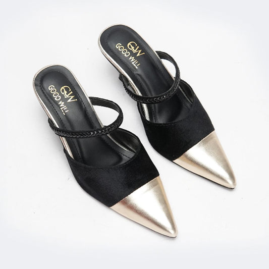 Gold Pointed Heel Pumps