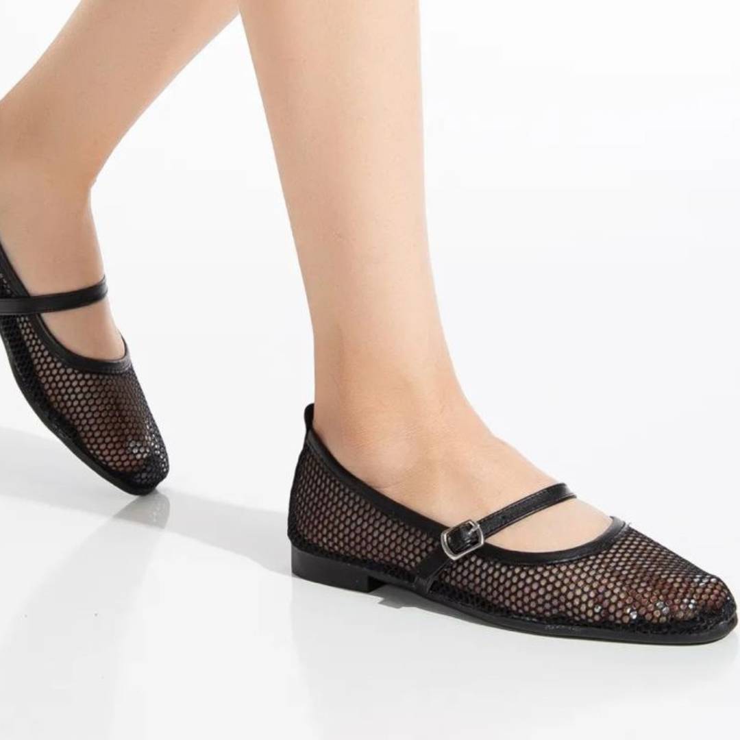 Fish Net Flat Pumps