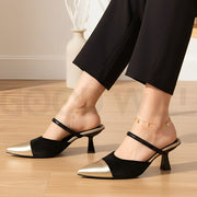 Gold Pointed Heel Pumps