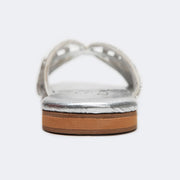 Silver Rhinestone Curve Stripe Slippers