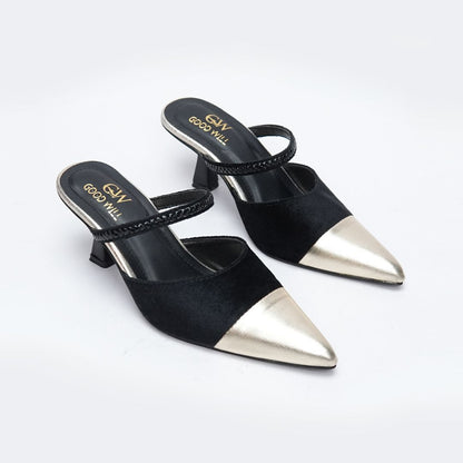 Gold Pointed Heel Pumps