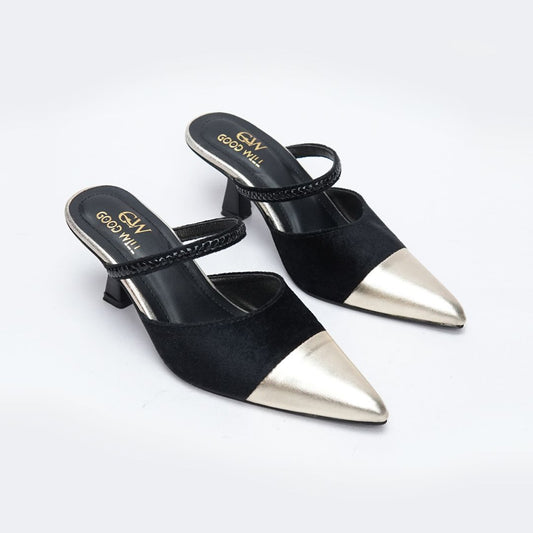 Gold Pointed Heel Pumps
