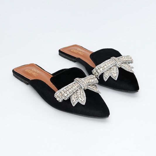 Rhinestone Hand Craft Flat Mules