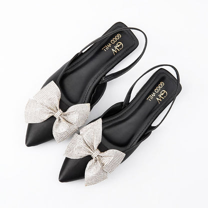 Rhinestone Bow Flat Pumps