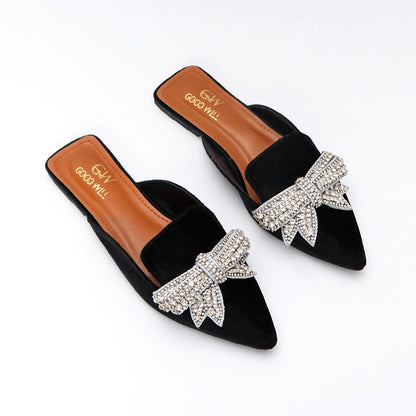 Rhinestone Hand Craft Flat Mules
