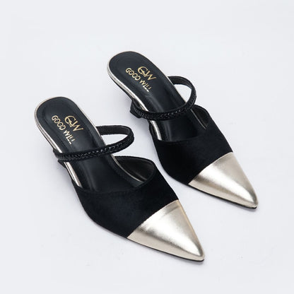 Gold Pointed Heel Pumps