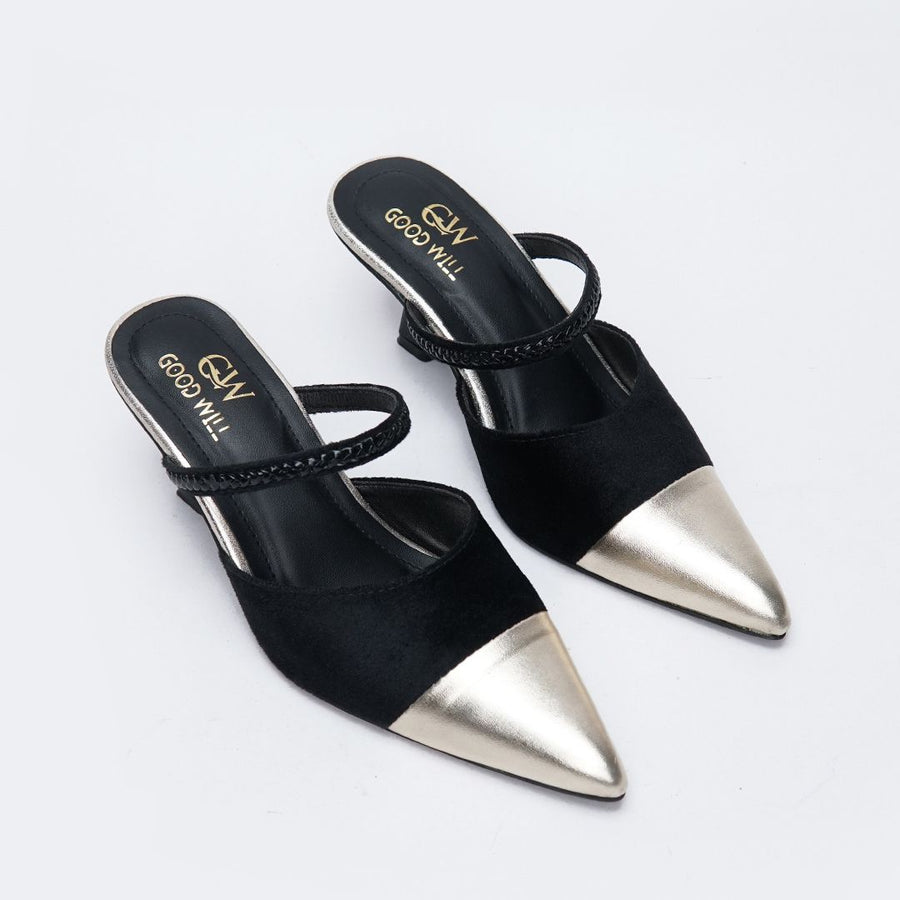 Gold Pointed Heel Pumps