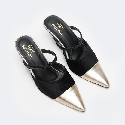 Gold Pointed Heel Pumps