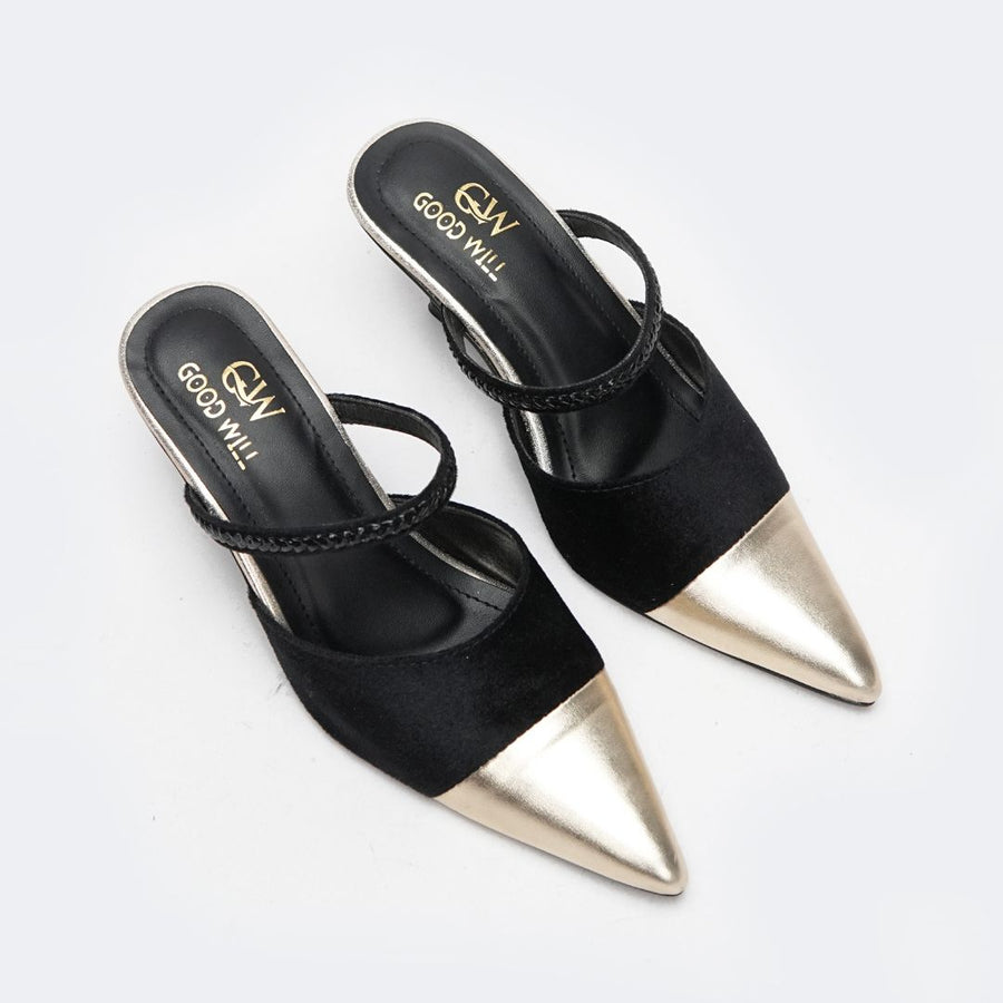 Gold Pointed Heel Pumps