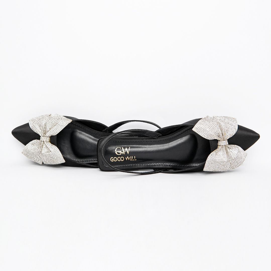 Rhinestone Bow Flat Pumps