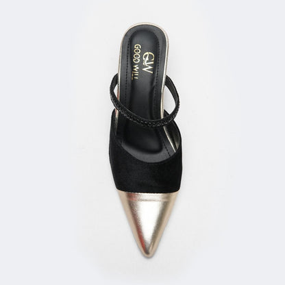 Gold Pointed Heel Pumps