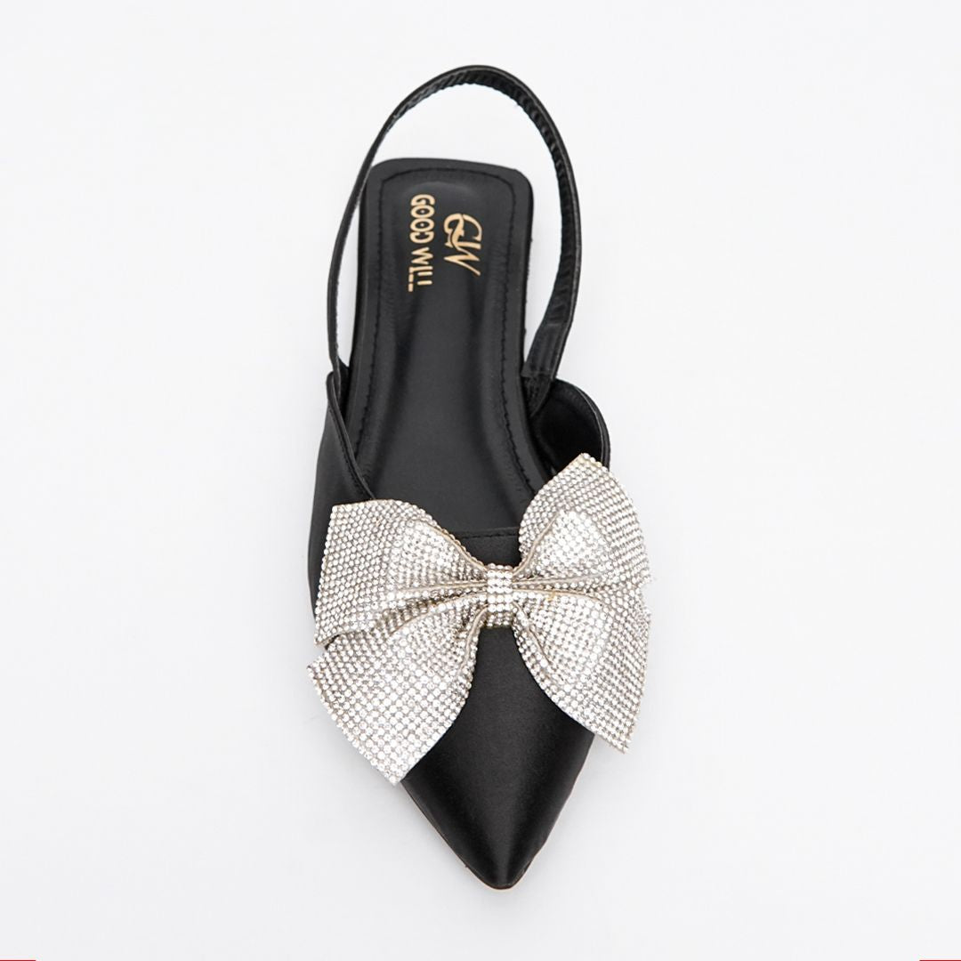 Rhinestone Bow Flat Pumps