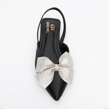 Rhinestone Bow Flat Pumps