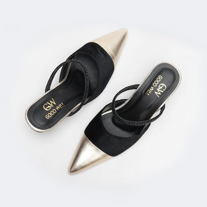 Gold Pointed Heel Pumps
