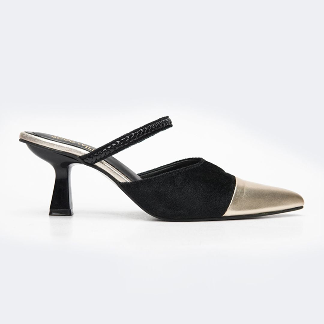Gold Pointed Heel Pumps