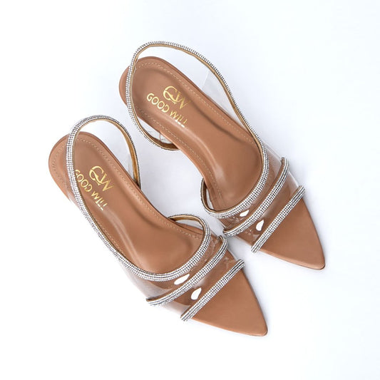 Rhinestone Shoes Heel Fawn