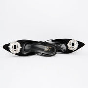 Rhinestone Buckle Heel Pumps