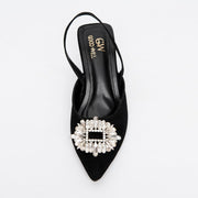 Rhinestone Buckle Heel Pumps