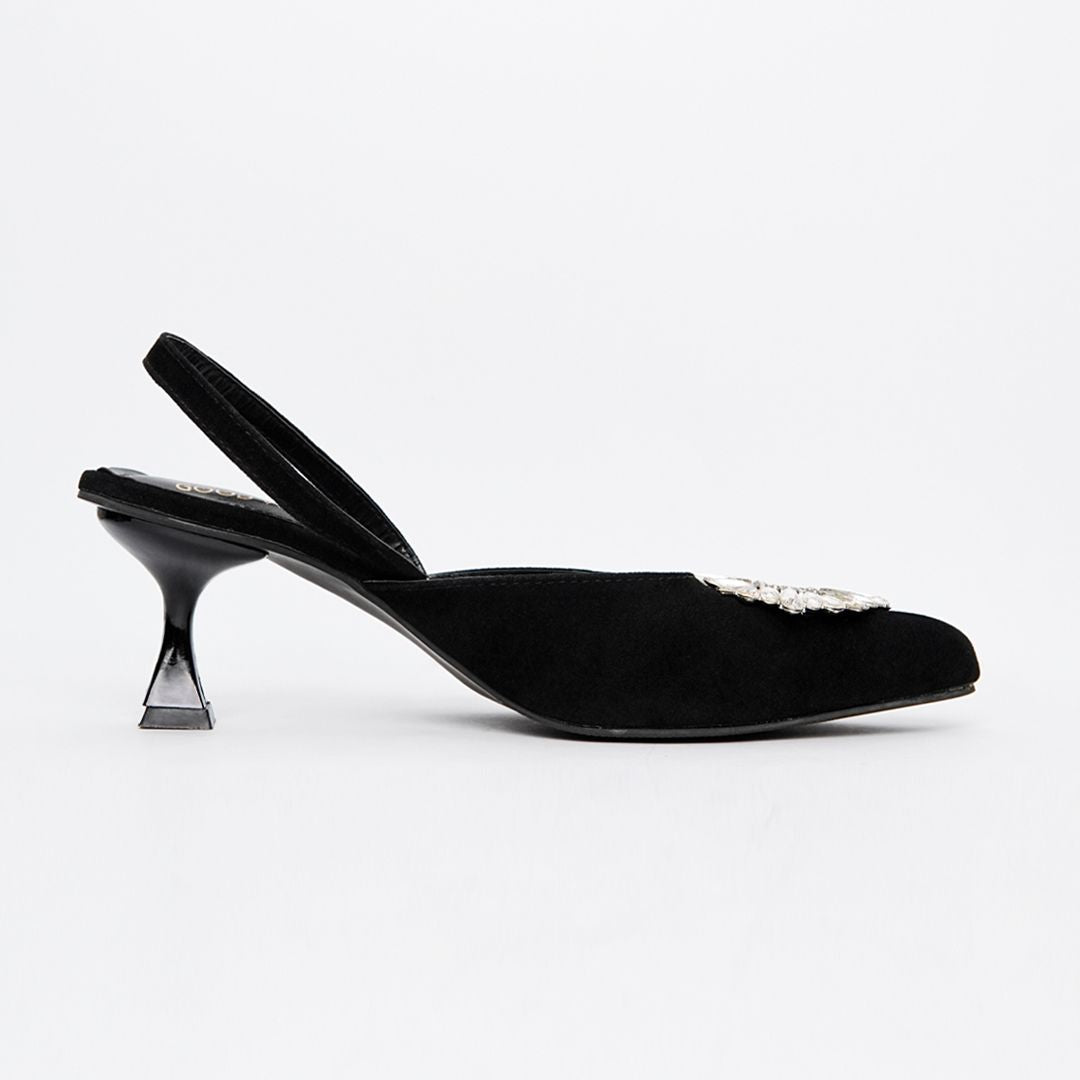 Rhinestone Buckle Heel Pumps