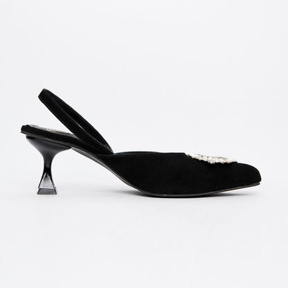 Rhinestone Buckle Heel Pumps