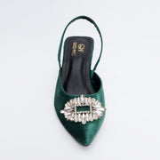 Rhinestone Buckle Heel Pumps