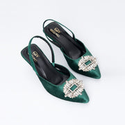 Rhinestone Buckle Heel Pumps
