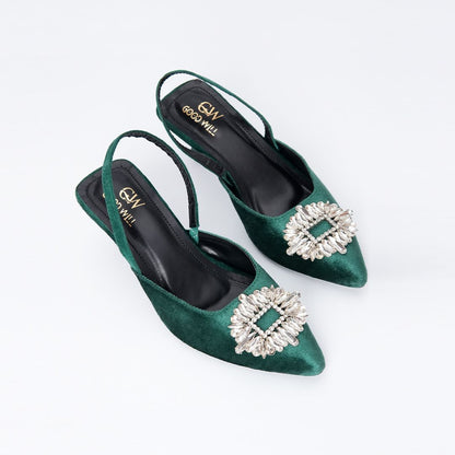 Rhinestone Buckle Heel Pumps