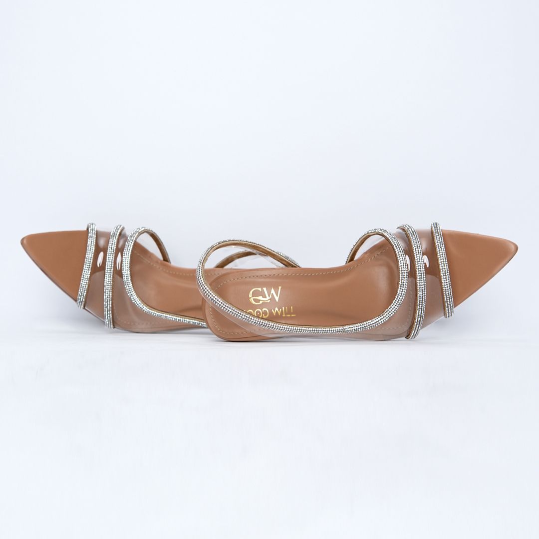 Rhinestone Shoes Heel Fawn
