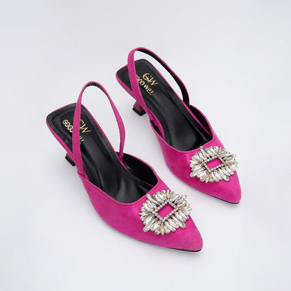 Rhinestone Buckle Heel Pumps