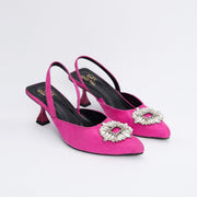 Rhinestone Buckle Heel Pumps