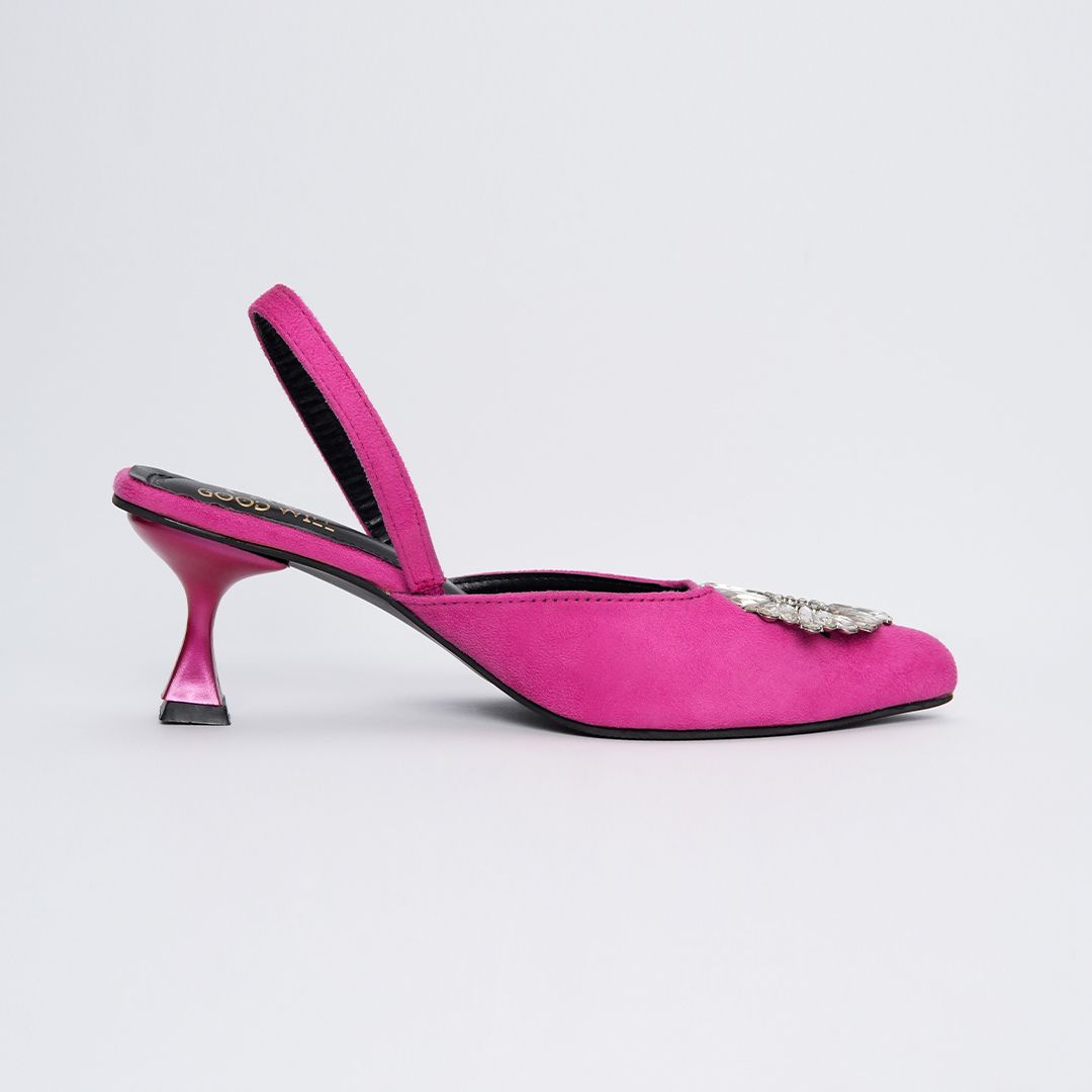 Rhinestone Buckle Heel Pumps