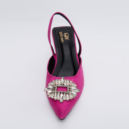 Rhinestone Buckle Heel Pumps