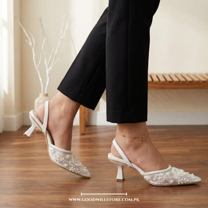 Embroidery Pearl Heels