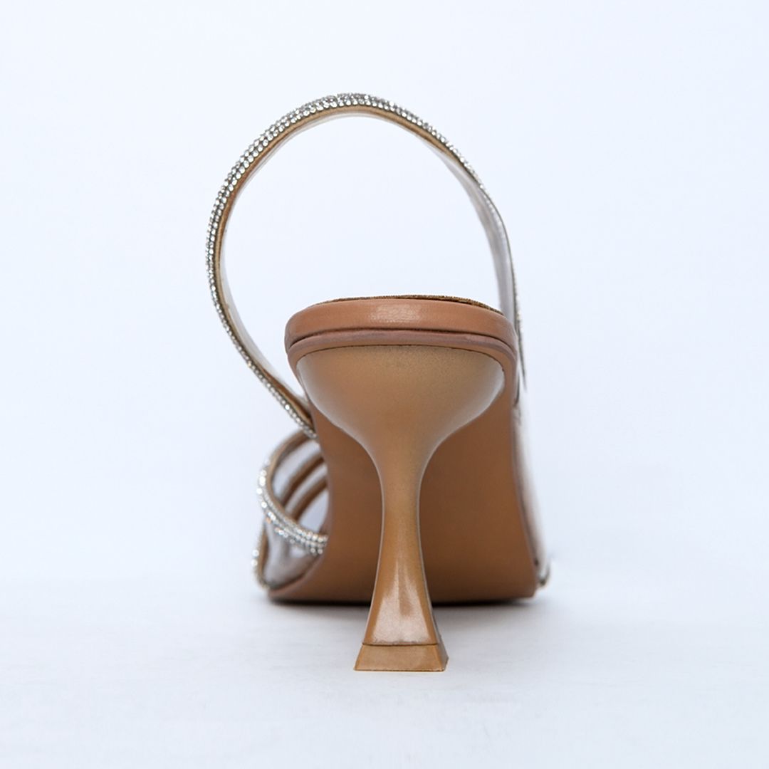 Rhinestone Shoes Heel Fawn