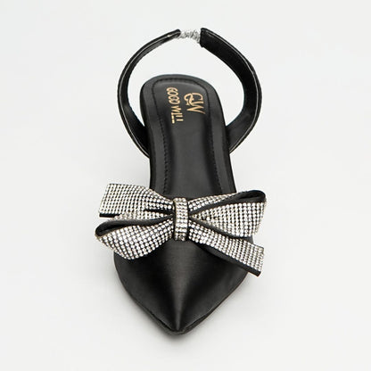 Rhinestone Tie Bow Heel Pumps