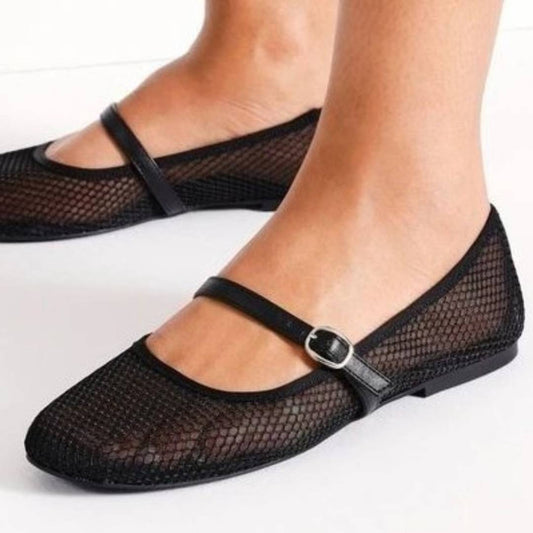 Fish Net Flat Pumps