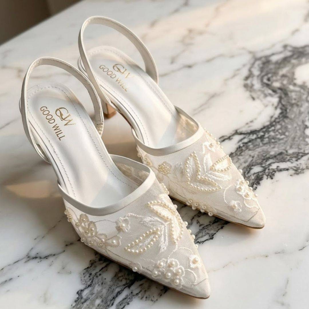 Embroidery Pearl Heels