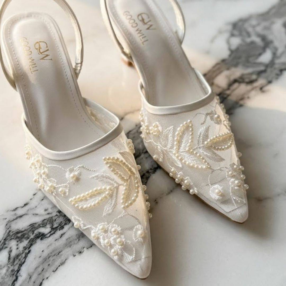 Embroidery Pearl Heels