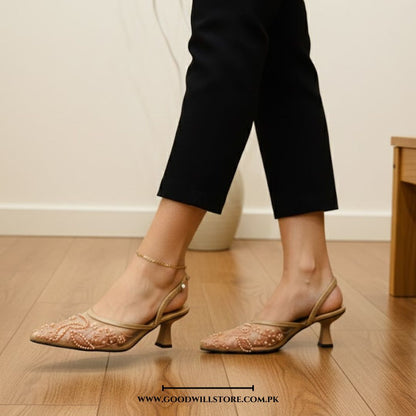 Embroidery Pearl Heels