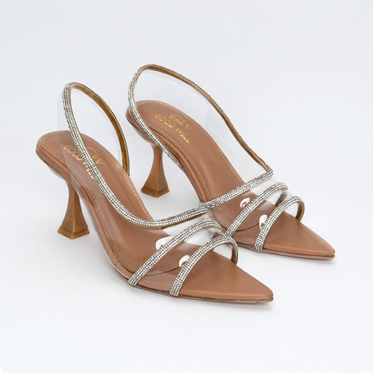 Rhinestone Shoes Heel Fawn