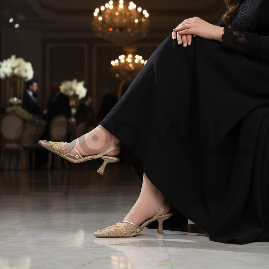 Embroidery Pearl Heels