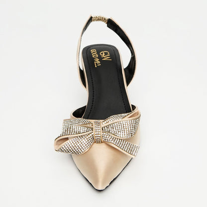 Rhinestone Tie Bow Heel Pumps